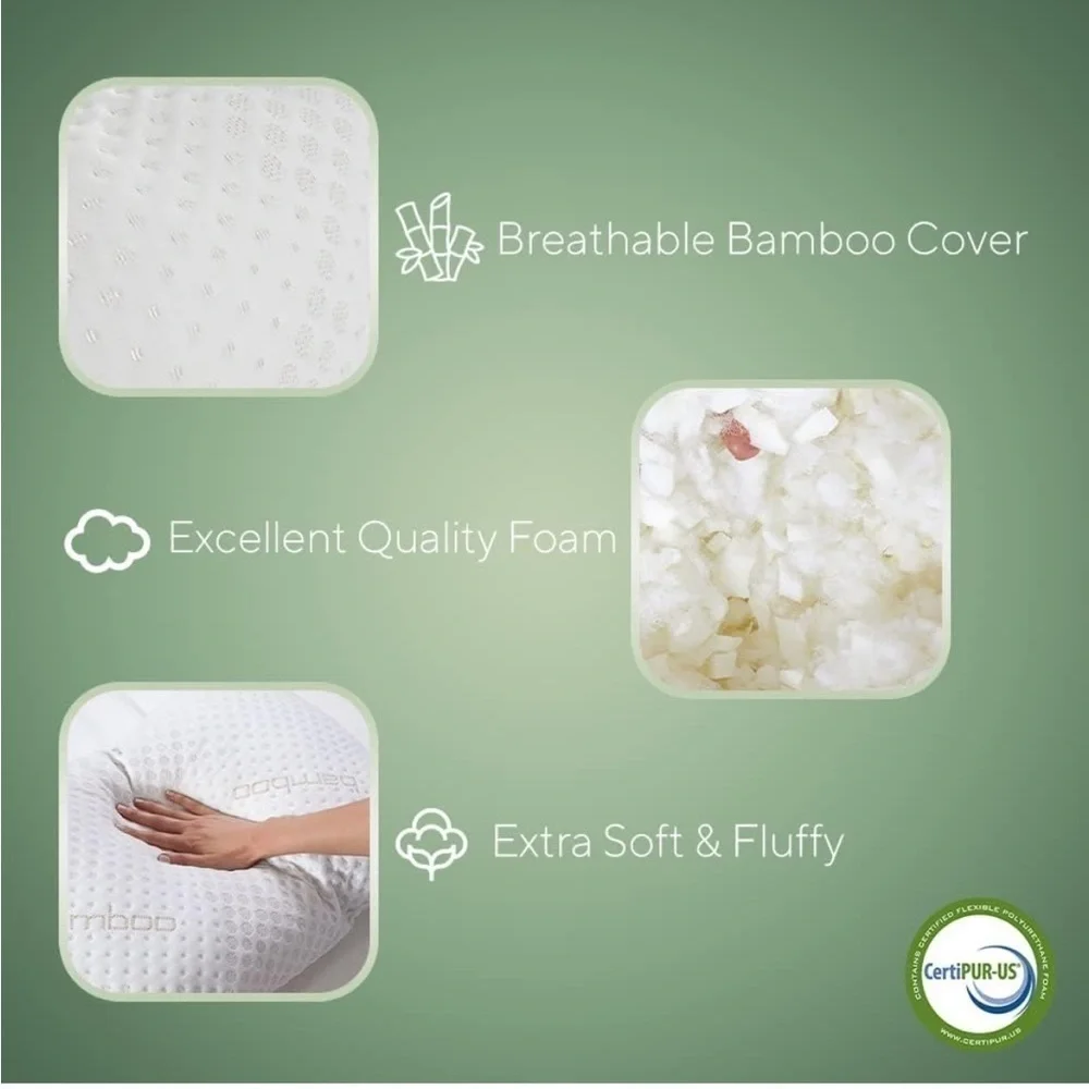 Brand New Cooling Memory Foam Pillow Side Stomach Back Sleeper Washable Bamboo